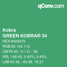 Farbcode: Kobra - GREEN KOBRA® 34 | qconv.com