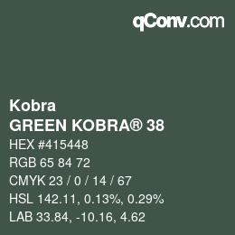 Code couleur: Kobra - GREEN KOBRA® 38 | qconv.com