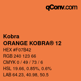 颜色代码: Kobra - ORANGE KOBRA® 12 | qconv.com