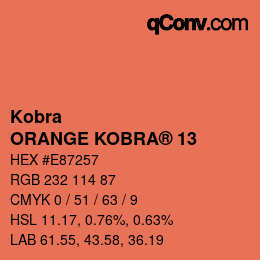 Code couleur: Kobra - ORANGE KOBRA® 13 | qconv.com