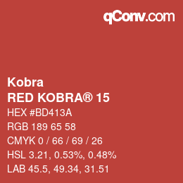 Código de color: Kobra - RED KOBRA® 15 | qconv.com