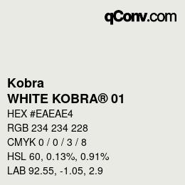 Código de color: Kobra - WHITE KOBRA® 01 | qconv.com