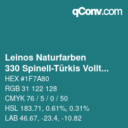 Código de color: Leinos Naturfarben - 330 Spinell-Türkis Vollton | qconv.com