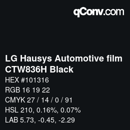 Code couleur: LG Hausys Automotive film - CTW836H Black | qconv.com