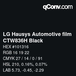 颜色代码: LG Hausys Automotive film - CTW836H Black | qconv.com