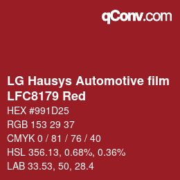 Code couleur: LG Hausys Automotive film - LFC8179 Red | qconv.com