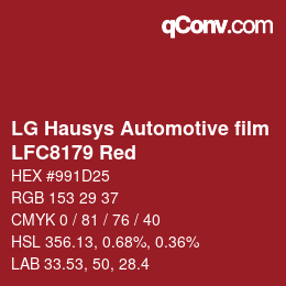 颜色代码: LG Hausys Automotive film - LFC8179 Red | qconv.com