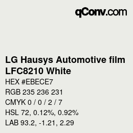 カラーコード: LG Hausys Automotive film - LFC8210 White | qconv.com