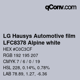 Farbcode: LG Hausys Automotive film - LFC8378 Alpine white | qconv.com