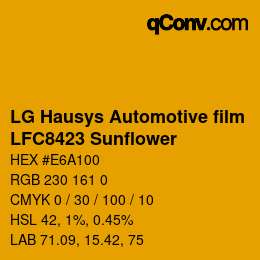 カラーコード: LG Hausys Automotive film - LFC8423 Sunflower | qconv.com