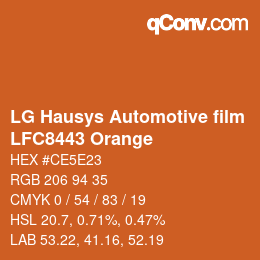 カラーコード: LG Hausys Automotive film - LFC8443 Orange | qconv.com