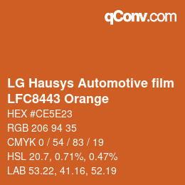 颜色代码: LG Hausys Automotive film - LFC8443 Orange | qconv.com