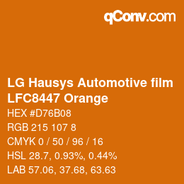 颜色代码: LG Hausys Automotive film - LFC8447 Orange | qconv.com