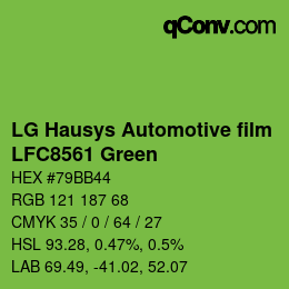 Código de color: LG Hausys Automotive film - LFC8561 Green | qconv.com