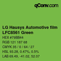 颜色代码: LG Hausys Automotive film - LFC8561 Green | qconv.com