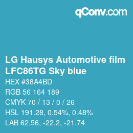 Farbcode: LG Hausys Automotive film - LFC86TG Sky blue | qconv.com