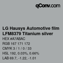 Farbcode: LG Hausys Automotive film - LFM8379 Titanium silver | qconv.com