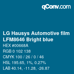 Code couleur: LG Hausys Automotive film - LFM8646 Bright blue | qconv.com