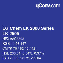 Código de color: LG Chem LK 2000 Series - LK 2505 | qconv.com