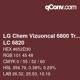 Farbcode: LG Chem Vizuoncal 6800 Translucent - LC 6820 | qconv.com