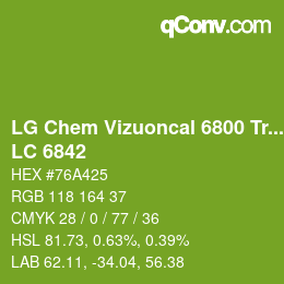 Código de color: LG Chem Vizuoncal 6800 Translucent - LC 6842 | qconv.com