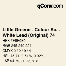 カラーコード: Little Greene - Colour Scales - White Lead (Original) 74 | qconv.com