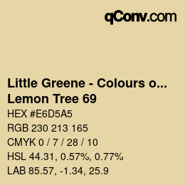 Código de color: Little Greene - Colours of England - Lemon Tree 69 | qconv.com