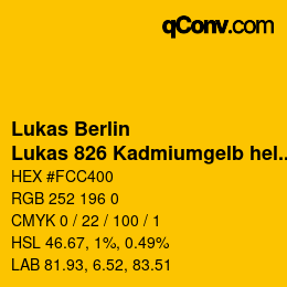 Código de color: Lukas Berlin - Lukas 826 Kadmiumgelb hell | qconv.com