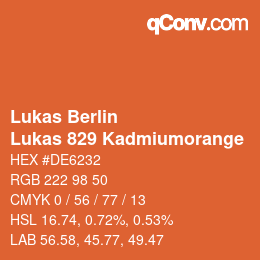 Código de color: Lukas Berlin - Lukas 829 Kadmiumorange | qconv.com