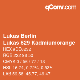 Color code: Lukas Berlin - Lukas 829 Kadmiumorange | qconv.com