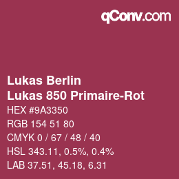 Color code: Lukas Berlin - Lukas 850 Primaire-Rot | qconv.com