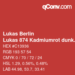 Código de color: Lukas Berlin - Lukas 874 Kadmiumrot dunkel | qconv.com