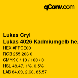 カラーコード: Lukas Cryl - Lukas 4026 Kadmiumgelb hell | qconv.com