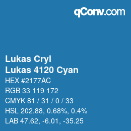 カラーコード: Lukas Cryl - Lukas 4120 Cyan | qconv.com