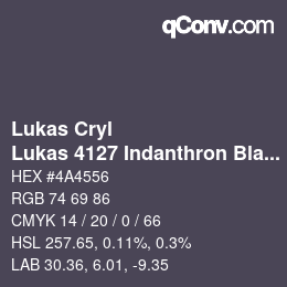 Code couleur: Lukas Cryl - Lukas 4127 Indanthron Blau | qconv.com