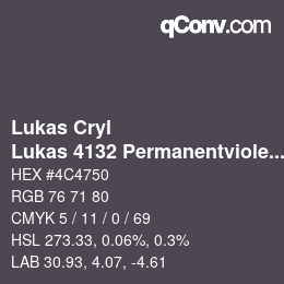 カラーコード: Lukas Cryl - Lukas 4132 Permanentviolett | qconv.com