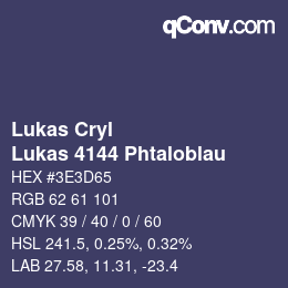 カラーコード: Lukas Cryl - Lukas 4144 Phtaloblau | qconv.com