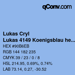 Code couleur: Lukas Cryl - Lukas 4149 Koenigsblau hell | qconv.com