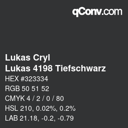 Código de color: Lukas Cryl - Lukas 4198 Tiefschwarz | qconv.com