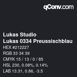 颜色代码: Lukas Studio - Lukas 0334 Preussischblau | qconv.com