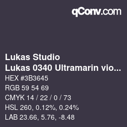 Código de color: Lukas Studio - Lukas 0340 Ultramarin violett | qconv.com