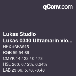 颜色代码: Lukas Studio - Lukas 0340 Ultramarin violett | qconv.com