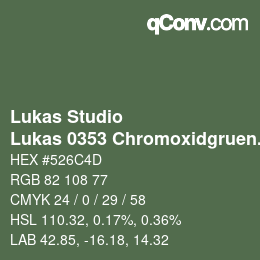 颜色代码: Lukas Studio - Lukas 0353 Chromoxidgruen stumpf | qconv.com