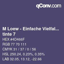 颜色代码: M Loew - Einfache Vielfalt - tinte 7 | qconv.com