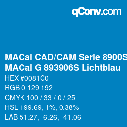 カラーコード: MACal CAD/CAM Serie 8900S - MACal G 893906S Lichtblau | qconv.com