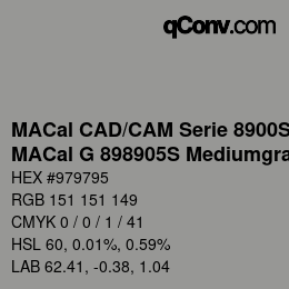 Farbcode: MACal CAD/CAM Serie 8900S - MACal G 898905S Mediumgrau | qconv.com