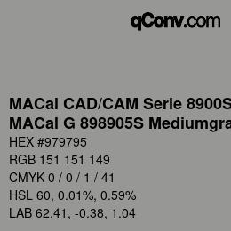 カラーコード: MACal CAD/CAM Serie 8900S - MACal G 898905S Mediumgrau | qconv.com