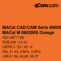 カラーコード: MACal CAD/CAM Serie 8900S - MACal M 890200S Orange | qconv.com