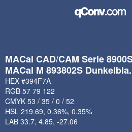 Farbcode: MACal CAD/CAM Serie 8900S - MACal M 893802S Dunkelblau | qconv.com