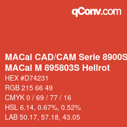 カラーコード: MACal CAD/CAM Serie 8900S - MACal M 895803S Hellrot | qconv.com